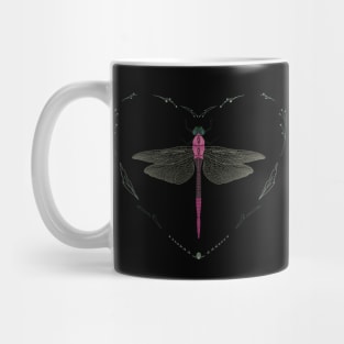 Delicate Pink Dragonfly Heart Mug